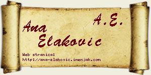 Ana Elaković vizit kartica